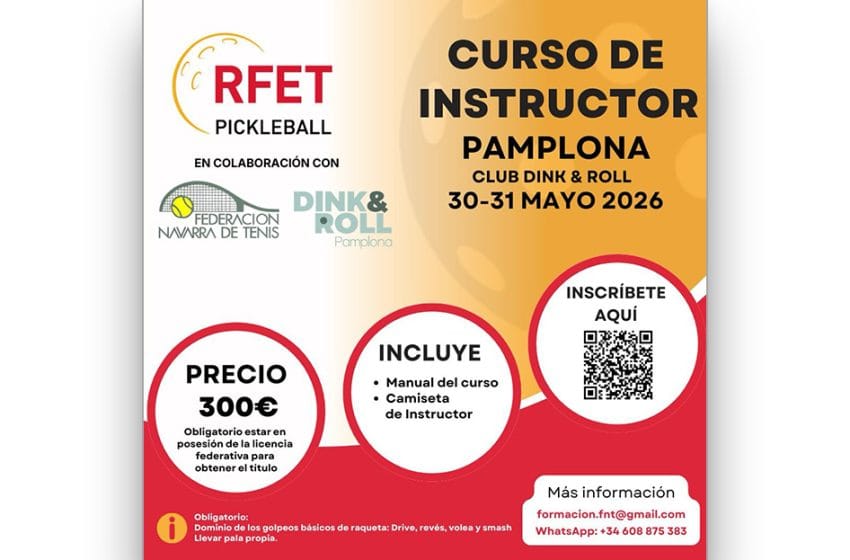  Curso de instructor de Pickleball-RFET en Pamplona el 30 y 31 de mayo